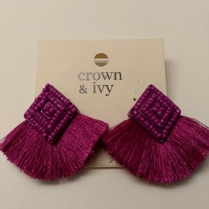 Bead and fringe deep pink, fuchia earrings